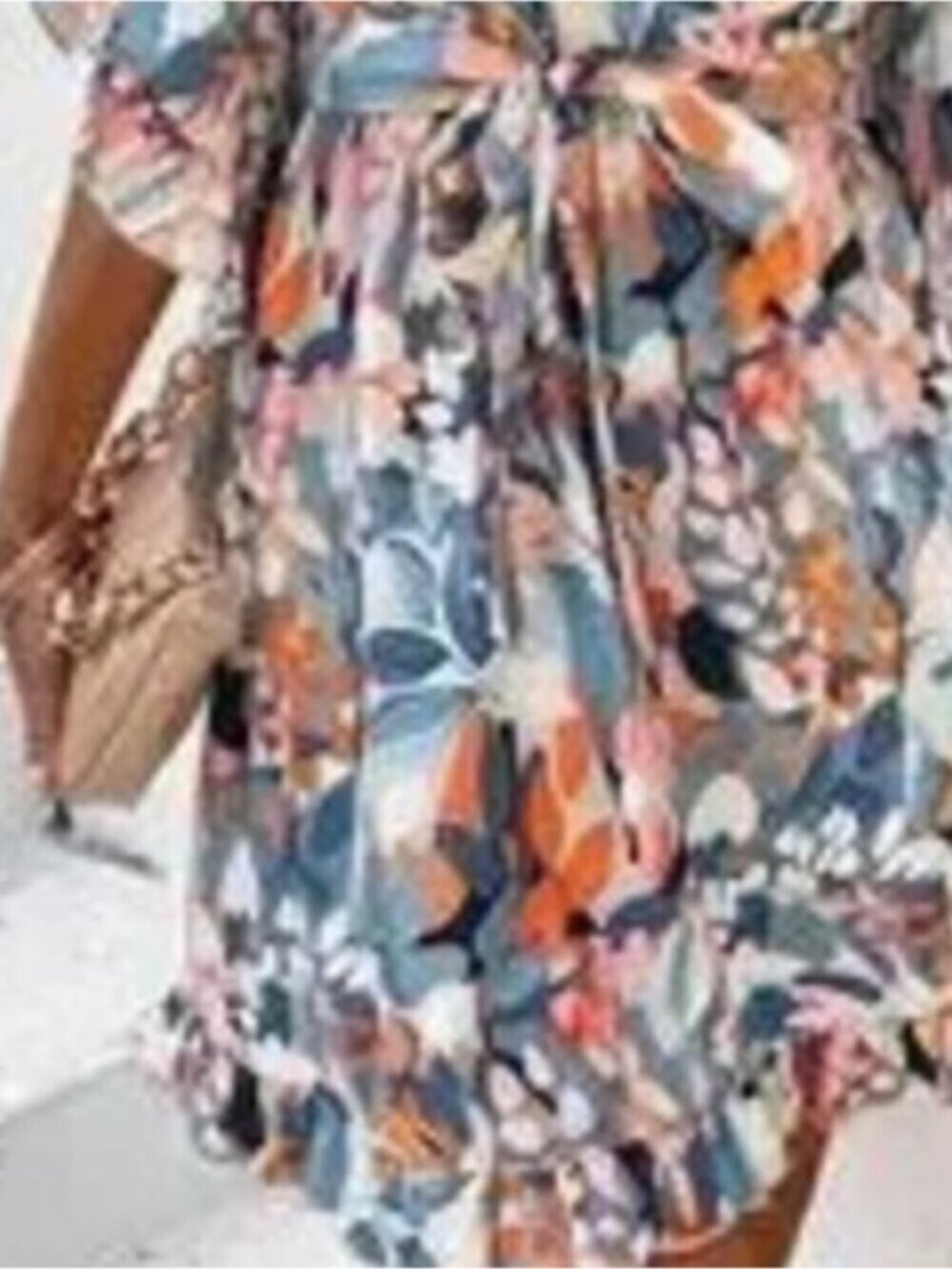 Printed Surplice Half Sleeve Dress